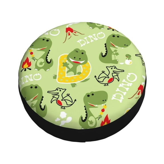 Fotbe Cute Dinosaurs Cartoon Spare Tire Cover Thickening Universal Fit for Jeep, Trailer, RV, SUV, Truck, Tough Tire Wheel Soft Cover-16 inch