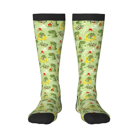 Fotbe Cute Dinosaurs Cartoon print Women's Men's Novelty Crew Socks Cotton Socks Knee High Socks for Walking,Running,Nurses,Pregnancy