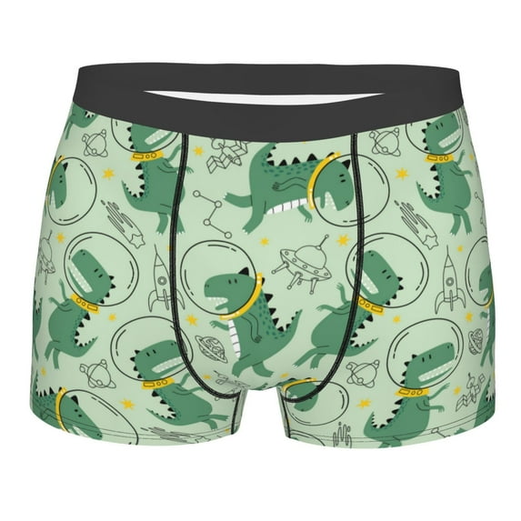 Fotbe Cute Dinosaurs in Space Men’s Total Support Pouch Boxer Briefs, X-Temp Cooling, Moisture-Wicking Underwear, Regular, Long-leg and Trunk-X-Large
