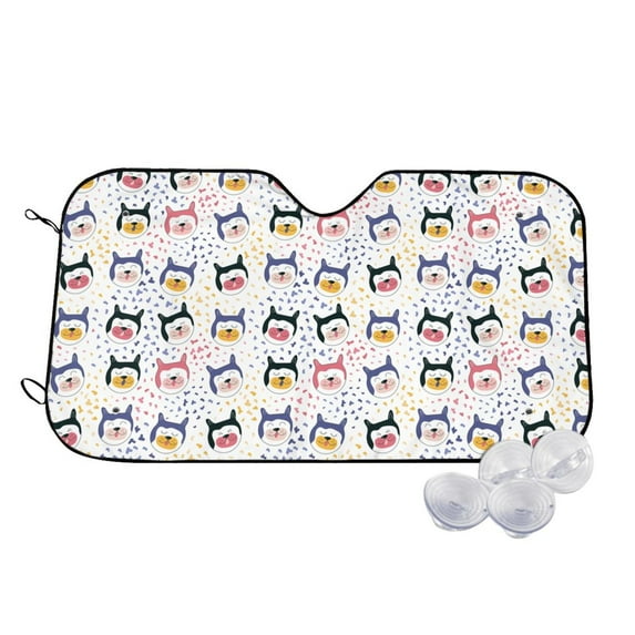 Fotbe Cute Dog Car Windshield Sunshade | Sun Visor Protector Front Window Shade, Keeps Out UV Rays, Keeps Your Vehicle Cool-Medium