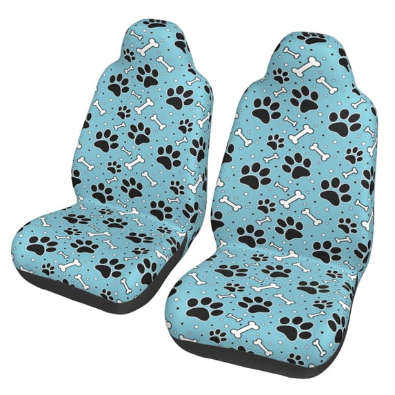 Fotbe Cute Dog Footprints Pattern Automotive Seat Covers for Cars Trucks and SUVs – Car Seat Covers for Front Seats,Protective Seat Covers,Vehicle Seat Covers, Set of 2