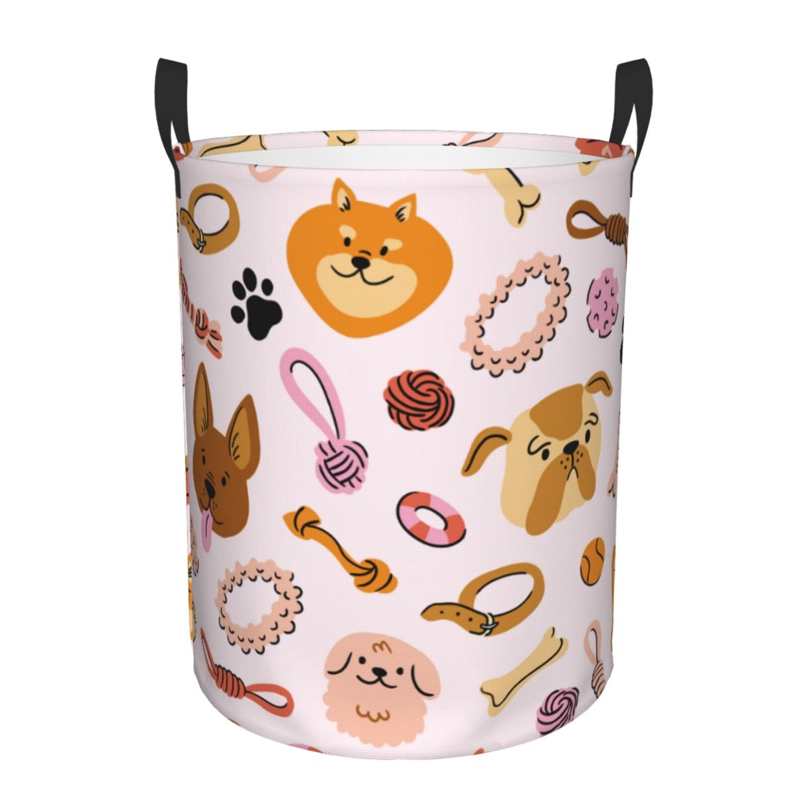 Fotbe Cute Dog Laundry Basket with Handles, Waterproof Large Laundry ...
