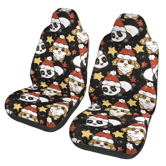 Fotbe Cute Dog Panda Pattern Automotive Seat Covers for Cars Trucks and SUVs – Car Seat Covers for Front Seats,Protective Seat Covers,Vehicle Seat Covers, Set of 2