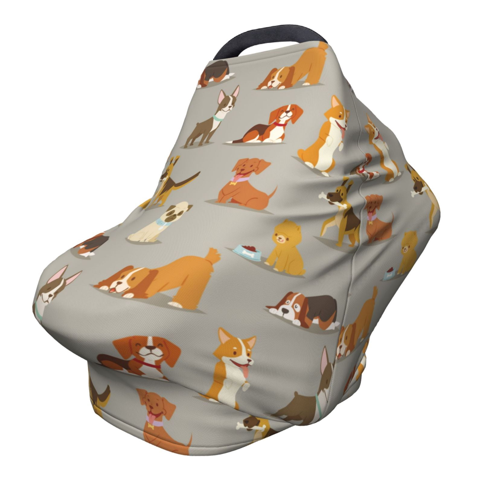 Fotbe Cute Dog Pattern Car Seat Covers for Babies, Nursing Breastfeeding Cover Infant Carseat Canopy, Soft Stretchy Carrier Cover