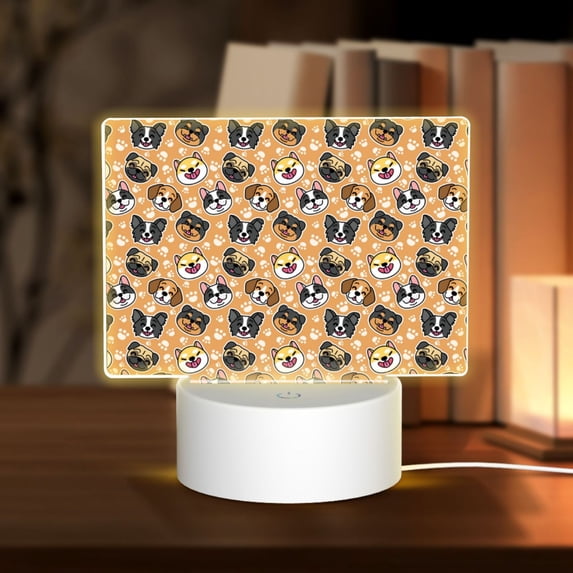 Fotbe Cute Dogs Head Pattern Acrylic Night Light Gift with 3 Color ModesTouch-Sensitive LED Lamp Perfect Gift for Mother's Day, Birthday, or Christmas