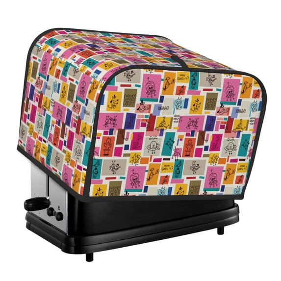 Fotbe Cute Doodles for Four Slice Toaster Cover, Fingerprint Protector, Super Soft Appliance Cover And Dust Cover,Bread Dust Cover & Fingerprint Protection