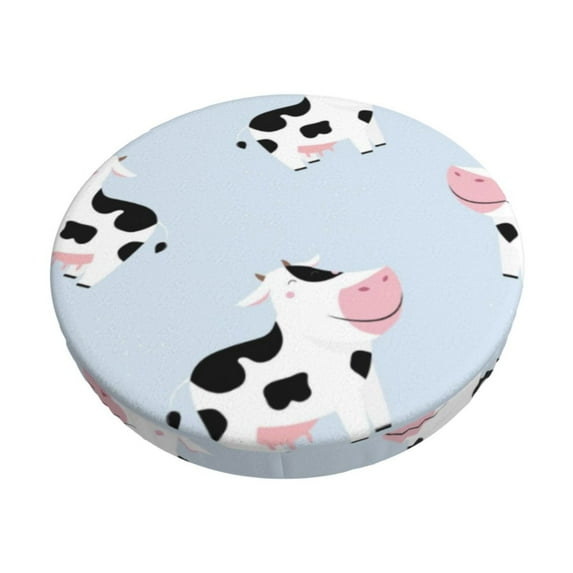 Fotbe Cute Farm Cow Stool Covers Round,Waterproof Round Bar Stool Covers Bar Chair Covers Washable Stool Cushion Slipcover for 12-14 Inch Chair-14 inch
