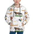 thumbnail image 1 of Fotbe Cute Farm Pattern Youth Pullover Hooded Sweatshirt, Boys Hoodie, Kangaroo Pocket Hoodie for Kids Girls -Medium, 1 of 6