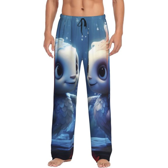 Fotbe Cute Fish Flower Couple Men's Pajama Pants,Sleepwear Pants,Pj Bottoms Drawstring And Pockets-Medium