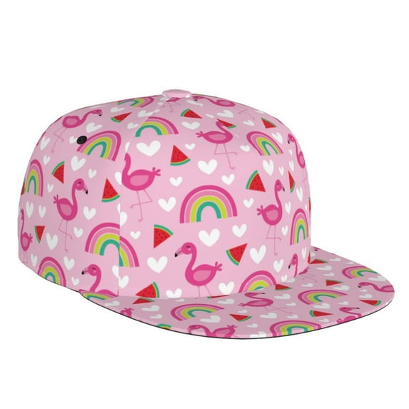 Fotbe Cute Flamingo Flat Bill Visor Cap Classic Snapback Hat Polyester Foam Trucker Hat Trucker Cap Adjustable Baseball Cap