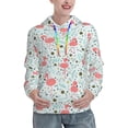 thumbnail image 1 of Fotbe Cute Flamingo Pattern Womens Long Sleeve Hoodie, Pullover Hooded Sweatshirt, Kangaroo Pocket Hoodie with Eye-catching Drawstrings-X-Large, 1 of 7