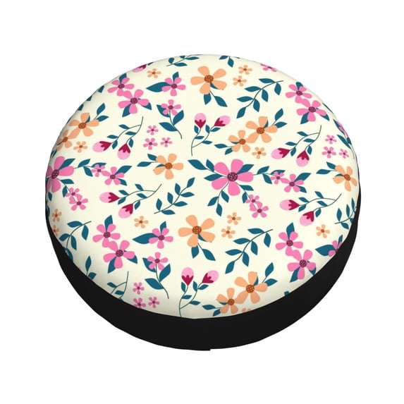 Fotbe Cute Flower Spare Tire Cover Thickening Universal Fit for Jeep, Trailer, RV, SUV, Truck, Tough Tire Wheel Soft Cover-14 inch