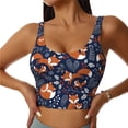 thumbnail image 1 of Fotbe Cute Foxes Pattern Womens' Sports Bra Longline Wirefree Padded with Medium Support Sports Moisture-Wicking Workou Vest,Tank Top-, 1 of 9