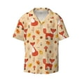 thumbnail image 1 of Fotbe Cute Foxes print Short Sleeve Button Down Shirts for Men Casual Summer Beach Wrinkle Free Shirt-Small, 1 of 7