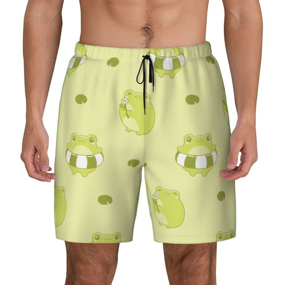 Fotbe Cute Frog3 Men’s Swim Trunks Quick Dry Swim Shorts Board Shorts with Mesh Lining-XX-Large
