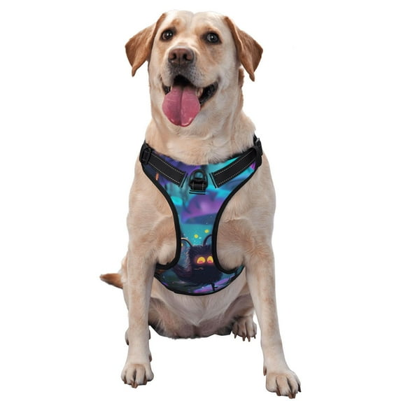 Fotbe Cute Fuzzy Fantasy Creatures Pattern Dog Harness, No-Pull Pet Harness with 2 Leash Clips, Adjustable Soft Padded Dog Vest with Easy Control Handle for Large Dogs-X-Large
