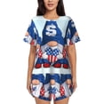 thumbnail image 1 of Fotbe Cute Gnomes in USA Print Pajama Set for Women 2 Piece Loungewear Short Sleeve Tops and Shorts Set Soft Sleepwear-4X-Large, 1 of 7