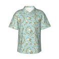 thumbnail image 1 of Fotbe Cute Honeybees Hawaiian Shirt for Men Unisex Summer Beach Casual Short Sleeve Cotton Linen Button Down Shirts-XX-Large, 1 of 9