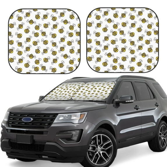 Fotbe Cute Little Bee 2-Piece Car Windshield Sun Shade | Sun Blocker for Car Windshield | Foldable Automotive Interior Accessories for Sun Protection-Medium