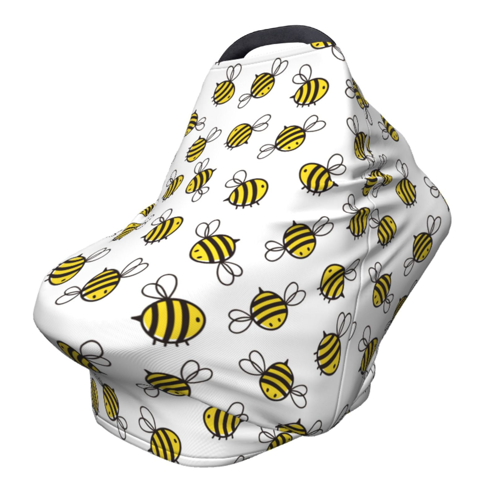 Fotbe Cute Little Bee Pattern Car Seat Covers for Babies, Nursing Breastfeeding Cover Infant Carseat Canopy, Soft Stretchy Carrier Cover