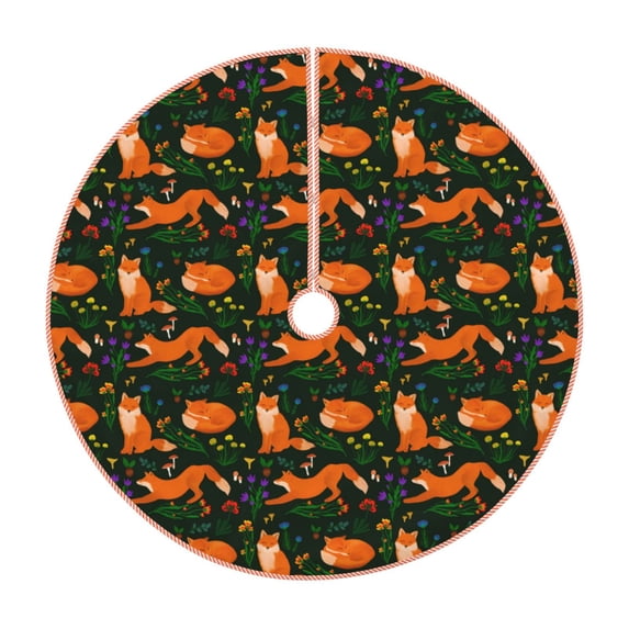 Fotbe Cute Little Foxes Pattern Christmas Tree Skirt, Tree Skirts Plush Christmas Decorations, Christmas Tree Skirts Xmas Decorations Holiday Party Decor-36"