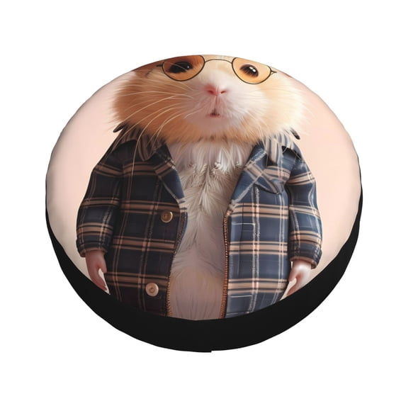 Fotbe Cute Mouse In Glasses Spare Tire Cover Thickening Universal Fit for Jeep, Trailer, RV, SUV, Truck, Tough Tire Wheel Soft Cover-14 inch