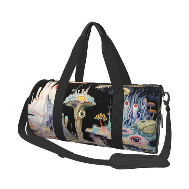 Fotbe Cute Mushroom Landscape Pattern Foldable Sports Gym Bag with Wet