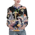 thumbnail image 1 of Fotbe Cute Mushroom Landscape Pattern Womens Long Sleeve Hoodie, Pullover Hooded Sweatshirt, Kangaroo Pocket Hoodie with Eye-catching Drawstrings-Small, 1 of 7