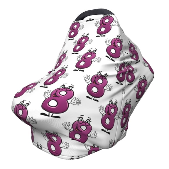 Fotbe Cute Number 8 Pattern Car Seat Covers for Babies, Nursing Breastfeeding Cover Infant Carseat Canopy, Soft Stretchy Carrier Cover