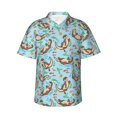 thumbnail image 1 of Fotbe Cute Otters Hawaiian Shirt for Men Unisex Summer Beach Casual Short Sleeve Cotton Linen Button Down Shirts-X-Large, 1 of 5