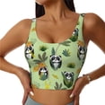 thumbnail image 1 of Fotbe Cute Panda Bear In Greenery Forest Pattern Womens' Sports Bra Longline Wirefree Padded with Medium Support Sports Moisture-Wicking Workou Vest,Tank Top-XX-Large, 1 of 7