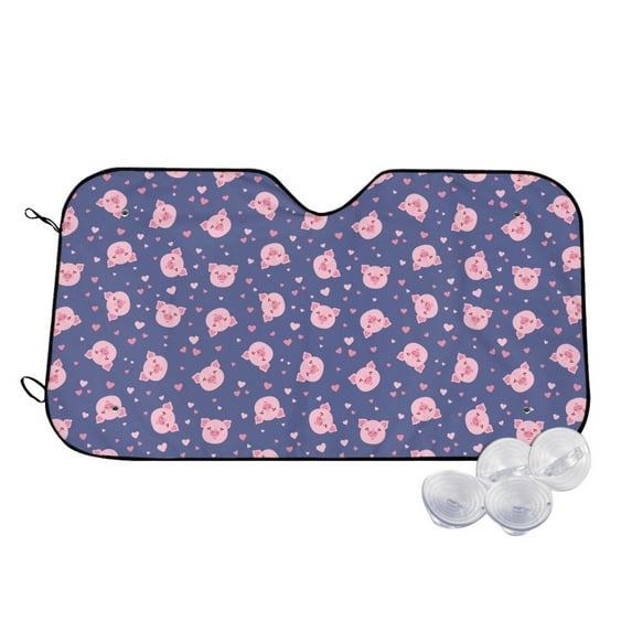 Fotbe Cute Pig Car Windshield Sunshade | Sun Visor Protector Front Window Shade, Keeps Out UV Rays, Keeps Your Vehicle Cool-