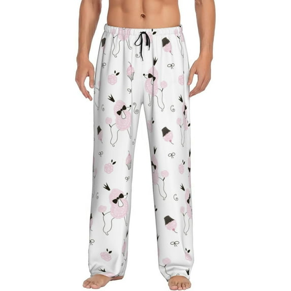 Fotbe Cute Poodle Dog Men's Pajama Pants,Sleepwear Pants,Pj Bottoms Drawstring And Pockets-XX-Large
