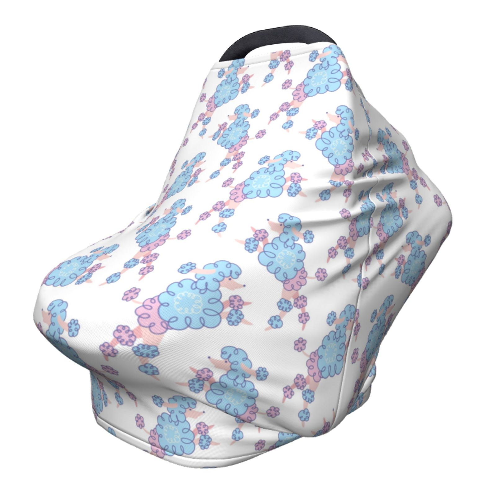 Fotbe Cute Poodle Dog Pattern Car Seat Covers for Babies, Nursing Breastfeeding Cover Carseat Canopy, Soft Stretchy Carrier Cover