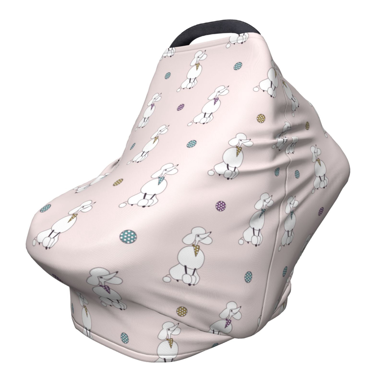 Fotbe Cute Poodle Dog Pattern Car Seat Covers for Babies, Nursing Breastfeeding Cover Infant Carseat Canopy, Soft Stretchy Carrier Cover