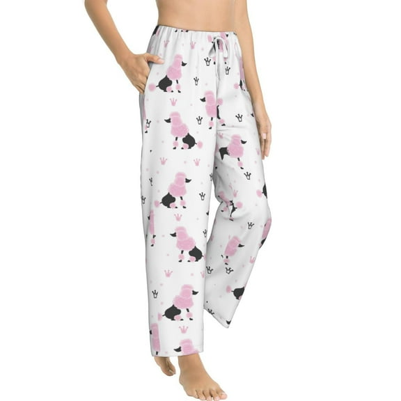 Fotbe Cute Poodle Dog Women's Pajama Pants,Sleepwear Pants,Pj Bottoms Drawstring And Pockets-Medium