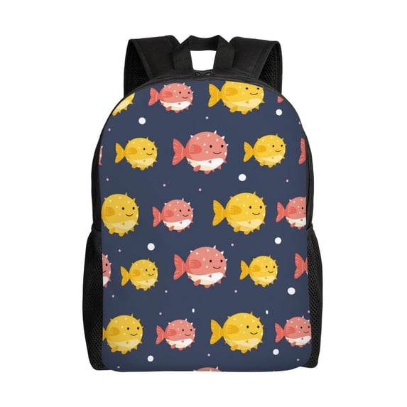 Fotbe Cute Puffer Fish Travel Laptop Backpack, Business Slim Sturdy Laptops Backpack, Water Resistant College School Computer Bag Gift for Men & Women Fits 15.6 Inch Notebook