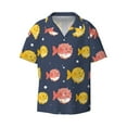 thumbnail image 1 of Fotbe Cute Puffer Fish print Short Sleeve Button Down Shirts for Men Casual Summer Beach Wrinkle Free Shirt-Small, 1 of 7