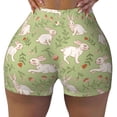 thumbnail image 1 of Fotbe Cute Rabbit And Flower Seamless Shorts, Womens Workout Shorts High Waist Stretch Booty Short for Gym/Yoga/Running/Biking-Medium, 1 of 9