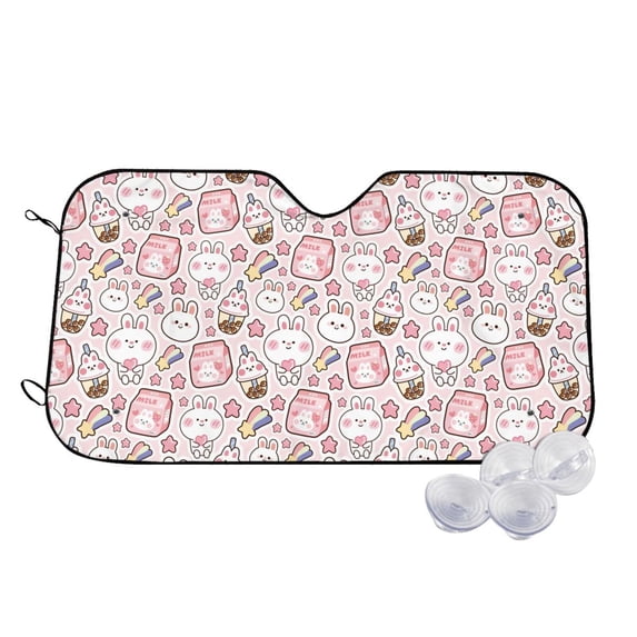 Fotbe Cute Rabbit Car Windshield Sunshade | Sun Visor Protector Front Window Shade, Keeps Out UV Rays, Keeps Your Vehicle Cool-Medium