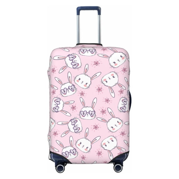 Fotbe Cute Rabbit Flower Luggage Cover Protector,Suitcase Protector,Scratch and Dirt Resistant,Fits 18-32 Inch Luggage-Large