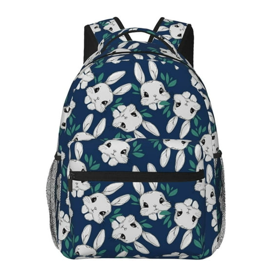 Fotbe Cute Rabbit Pattern Casual Backpack for School, Travel, and Outdoor Activities - Durable, Lightweight, and Comfortable