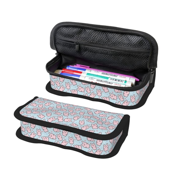 Fotbe Cute Rabbit Pattern Pencil Case,Canvas Pen Case, Multi- Slot Pencil Pouch, Portable Pencil Bag, Pen Case for& Office, Makeup Bag ,Zipper Pouch