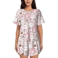thumbnail image 1 of Fotbe Cute Rabbit Print Pajama Set for Women 2 Piece Loungewear Short Sleeve Tops and Shorts Set Soft Sleepwear-XX-Large, 1 of 7