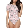 thumbnail image 1 of Fotbe Cute Rabbit Women's Crew Neck Short Sleeves Bodysuit Tops Round Neck Slim Sleeveless Soft Comfortable Basic-Medium, 1 of 9