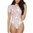 thumbnail image 1 of Fotbe Cute Rabbit Women's Crew Neck Short Sleeves Bodysuit Tops Round Neck Slim Sleeveless Soft Comfortable Basic-Small, 1 of 9