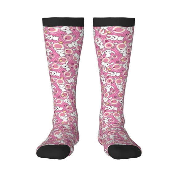 Fotbe Cute Rabbit print Women's Men's Novelty Crew Socks Cotton Socks Knee High Socks for Walking,Running,Nurses,Pregnancy