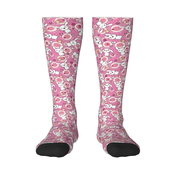 Fotbe Cute Rabbit print Women's Men's Novelty Crew Socks Cotton Socks Knee High Socks for Walking,Running,Nurses,Pregnancy