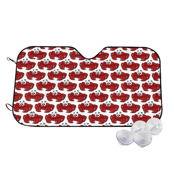Fotbe Cute Red Crab Car Windshield Sunshade | Sun Visor Protector Front Window Shade, Keeps Out UV Rays, Keeps Your Vehicle Cool-Medium