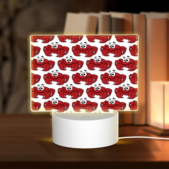 Fotbe Cute Red Crab Pattern Acrylic Night Light Gift with 3 Color ModesTouch-Sensitive LED Lamp Perfect Gift for Mother's Day, Birthday, or Christmas